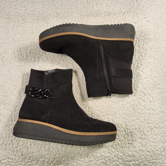 Clarks Zylah Rose wedge ankle boots in black suede size 8.5 M - Picture 2 of 6